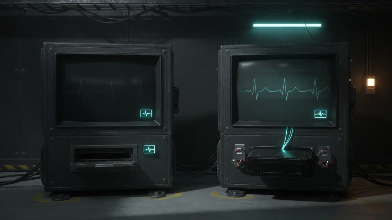 Two industrial runtimes: one paused, one live with a docked Knowledge Image.